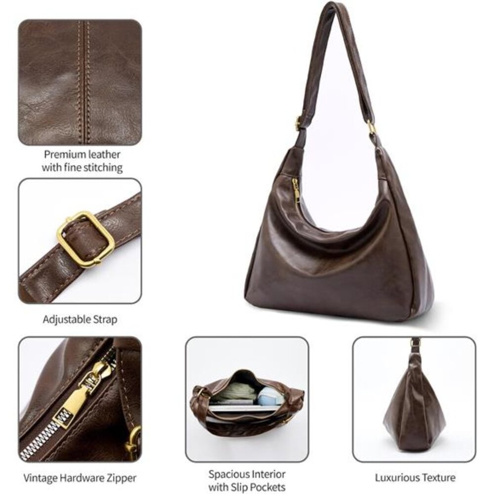Hobo Bags for Women, Ultra Soft Brown - Picture 5 of 6